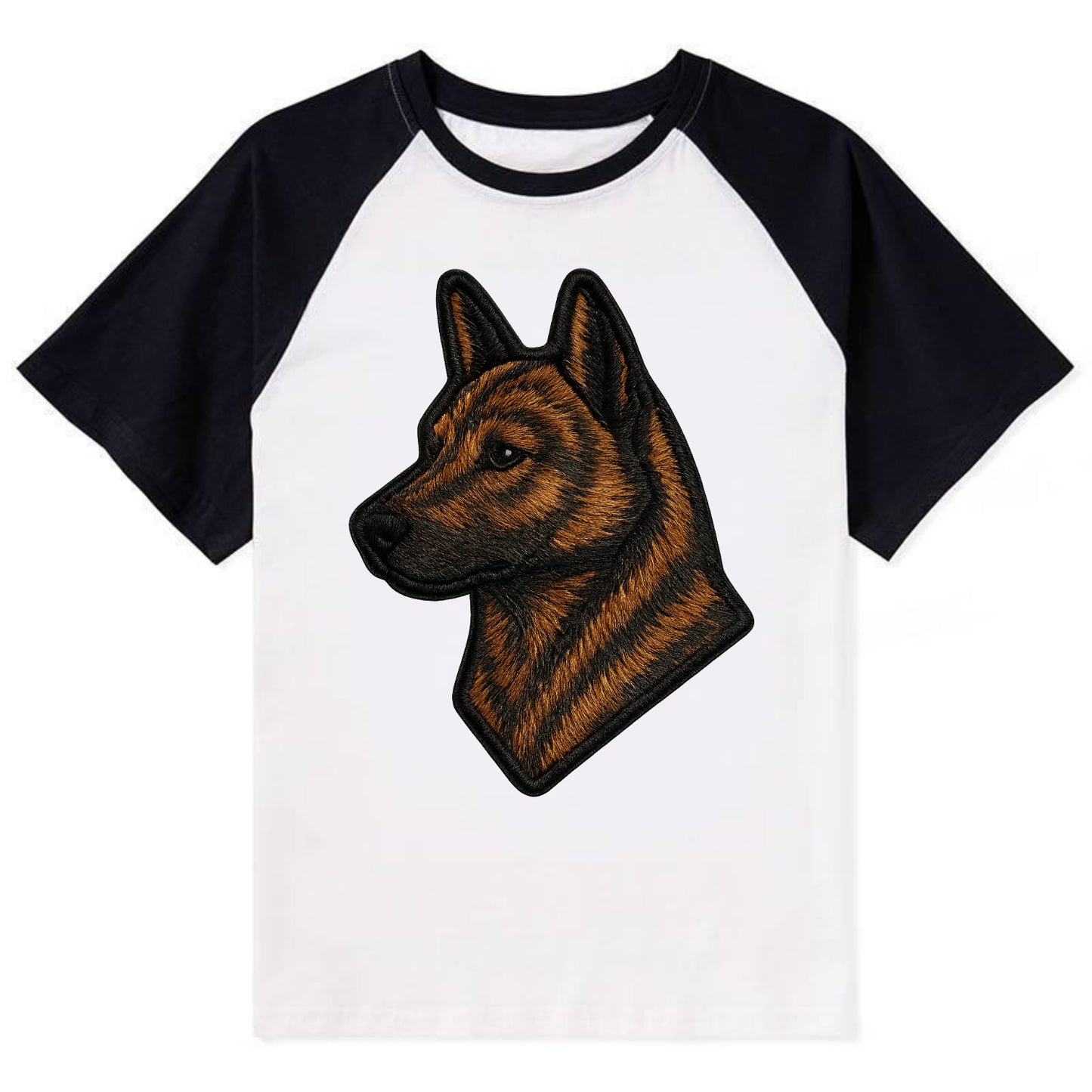 Kai Ken - Modern tiger dog logo with bol - Contrast Raglan T-shirt - Black