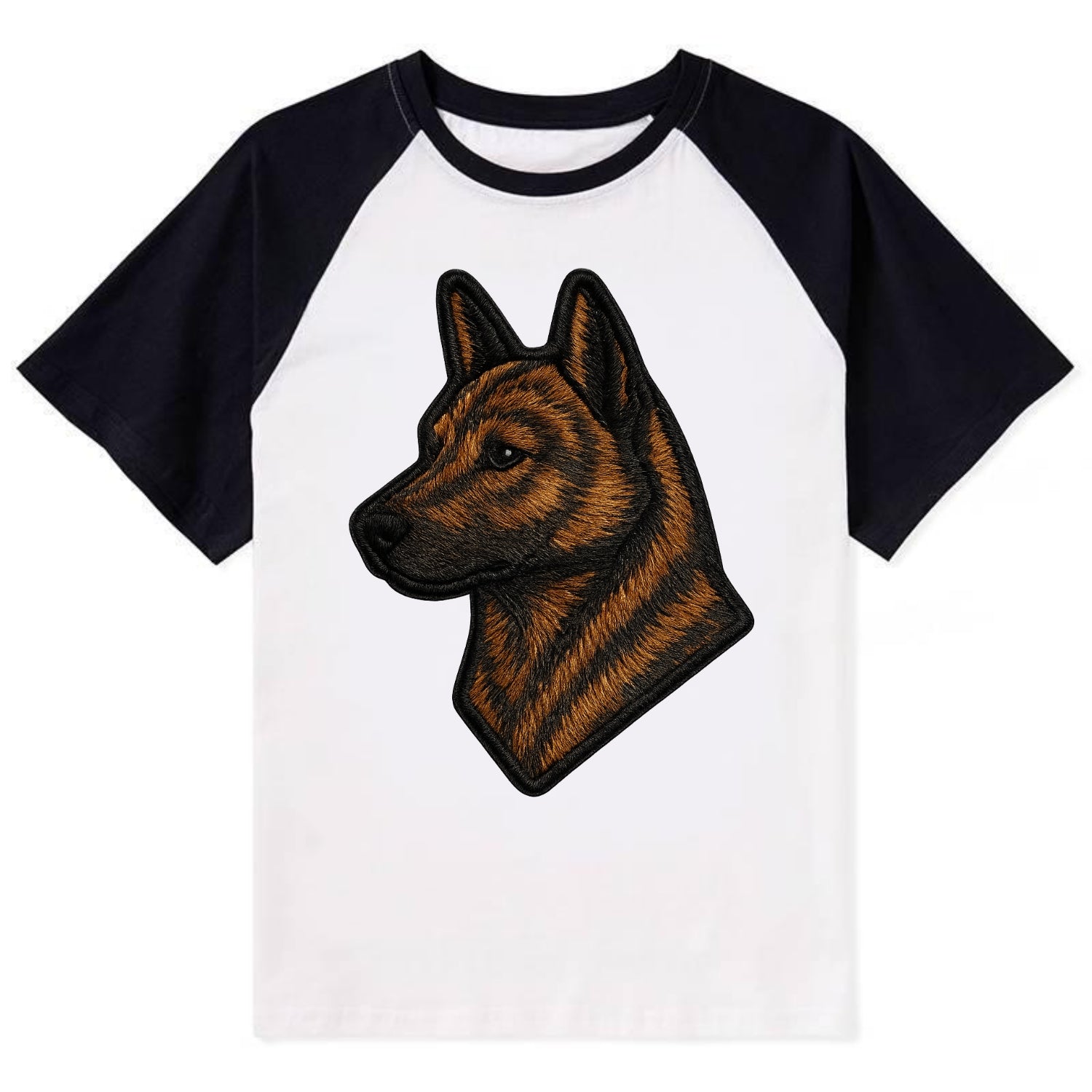 Kai Ken - Modern tiger dog logo with bol - Contrast Raglan T-shirt - Black