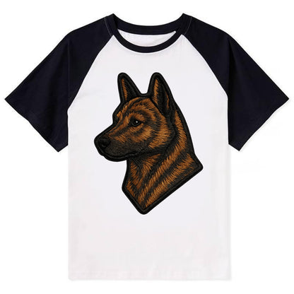 Kai Ken - Modern tiger dog logo with bol - Contrast Raglan T-shirt - Black
