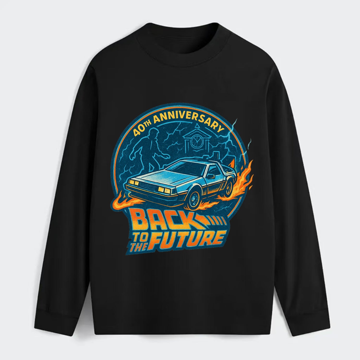 Back To The Future 40th Anniversary - Classic Long Sleeve Shirt - Black