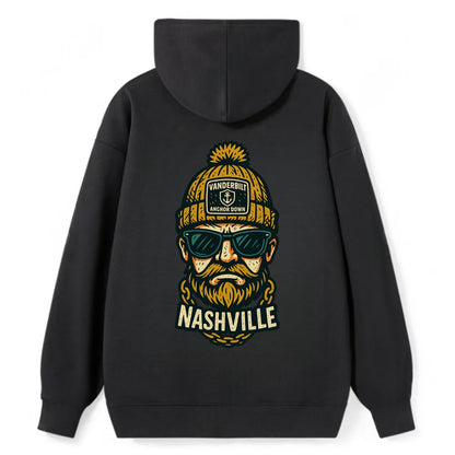 Nashville Commodore wearing Vanderbilt beanie with anchor patch - Classic Pullover Hoodie - Black