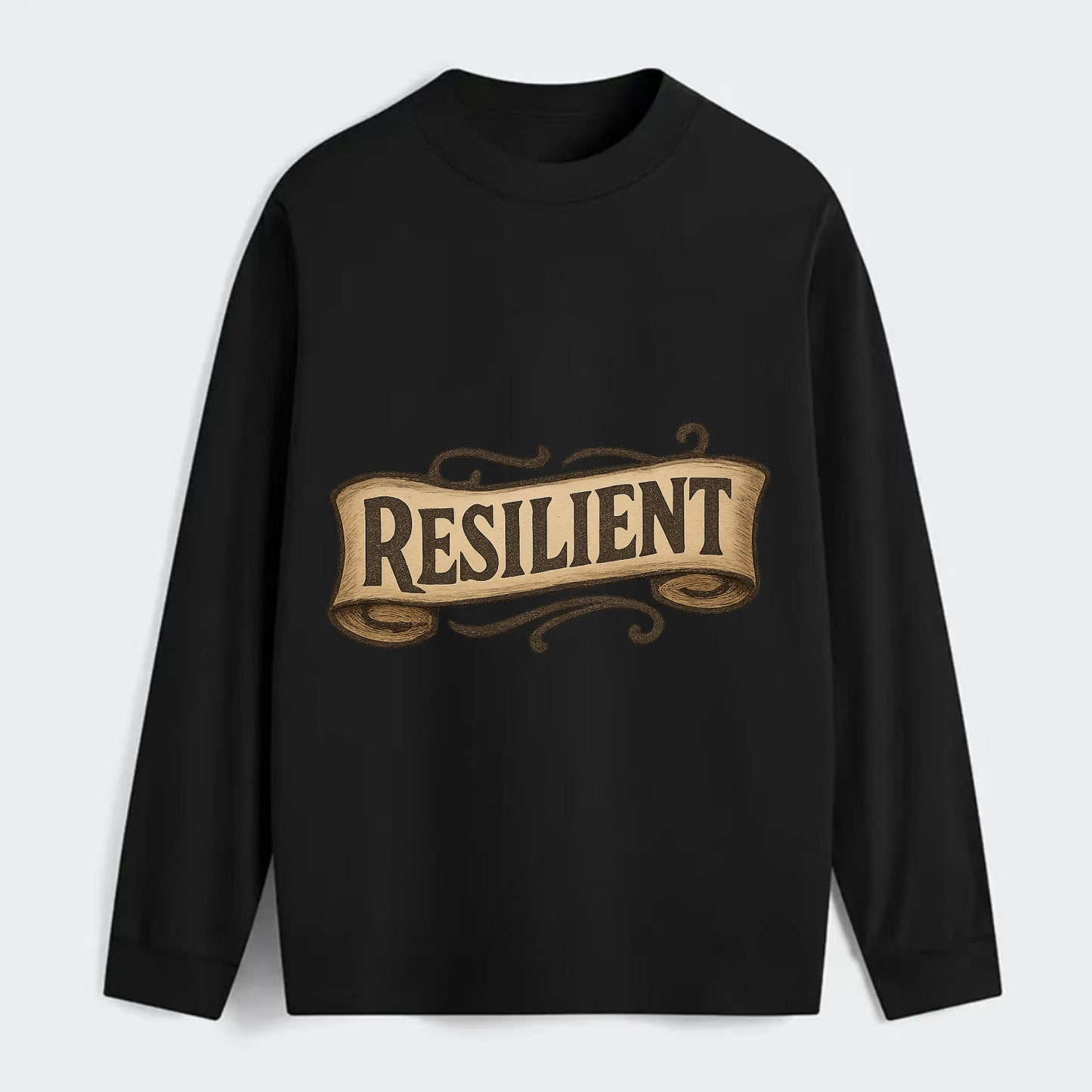 Bold typography design - "RESILIENT" - bouncing back, unbreakable spirit - Classic Long Sleeve Shirt - Black