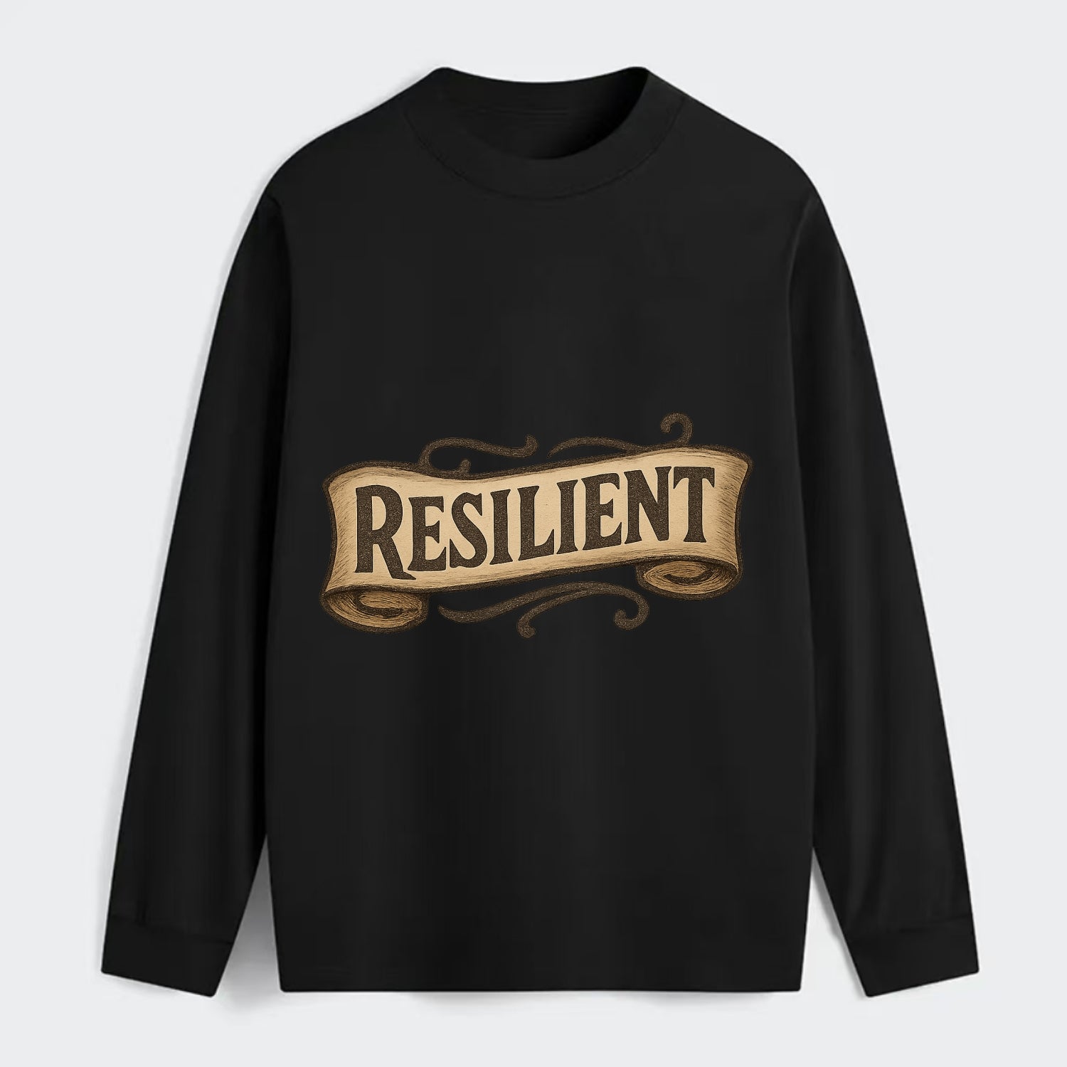 Bold typography design - "RESILIENT" - bouncing back, unbreakable spirit - Classic Long Sleeve Shirt - Black