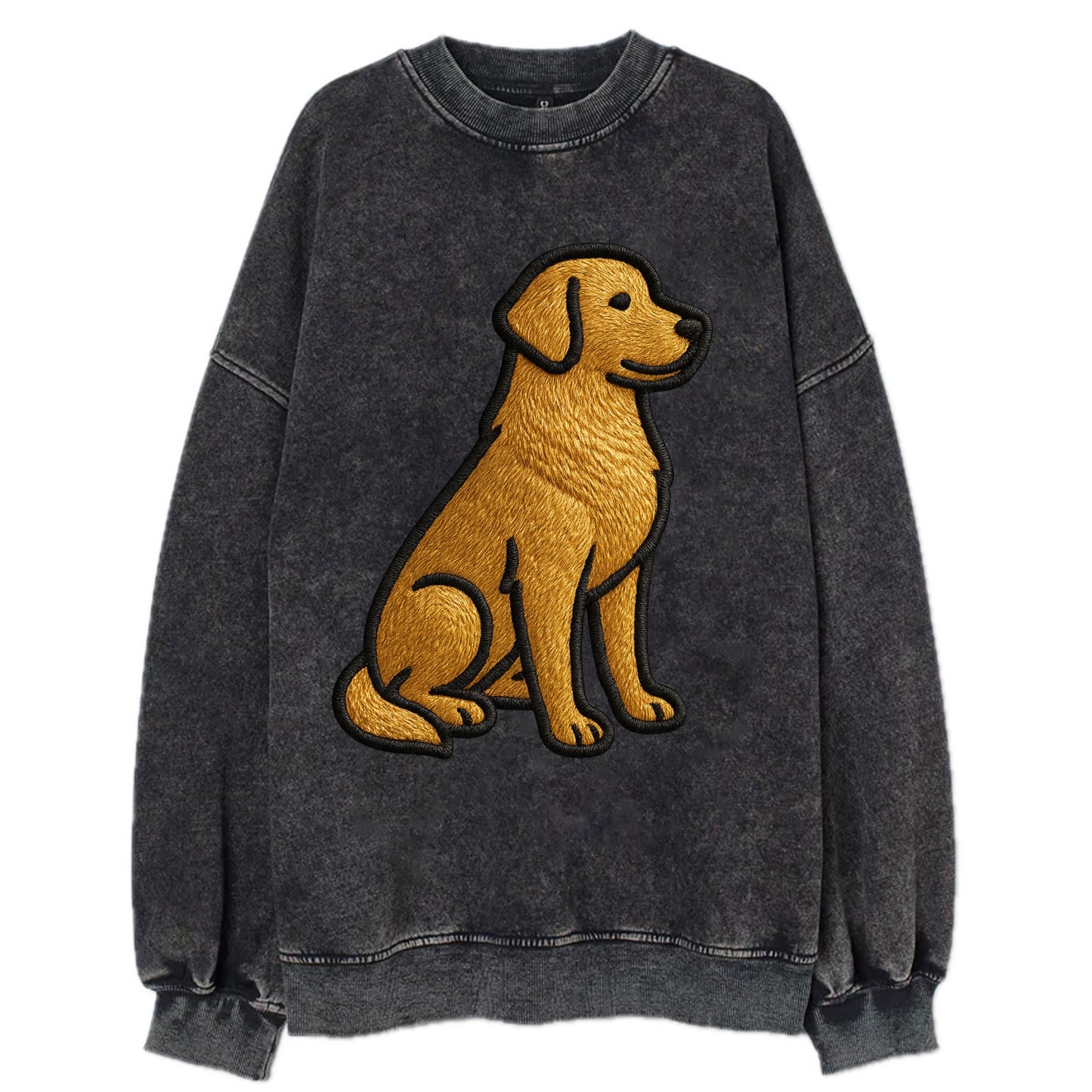 Golden Retriever - Contemporary geometri - Vintage Sweatshirt - Black