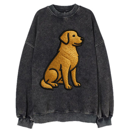 Golden Retriever - Contemporary geometri - Vintage Sweatshirt - Black