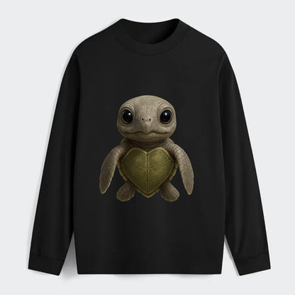 Baby Olive Ridley Turtle - olive green shell, heart-shaped carapace, - Classic Long Sleeve Shirt - Black