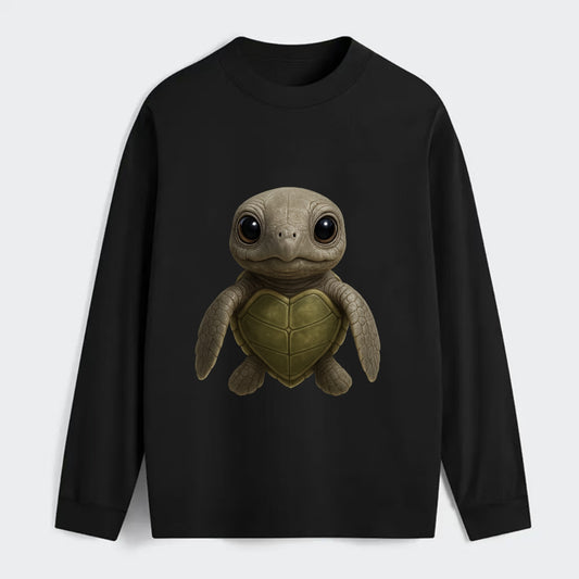 Baby Olive Ridley Turtle - olive green shell, heart-shaped carapace, - Classic Long Sleeve Shirt - Black
