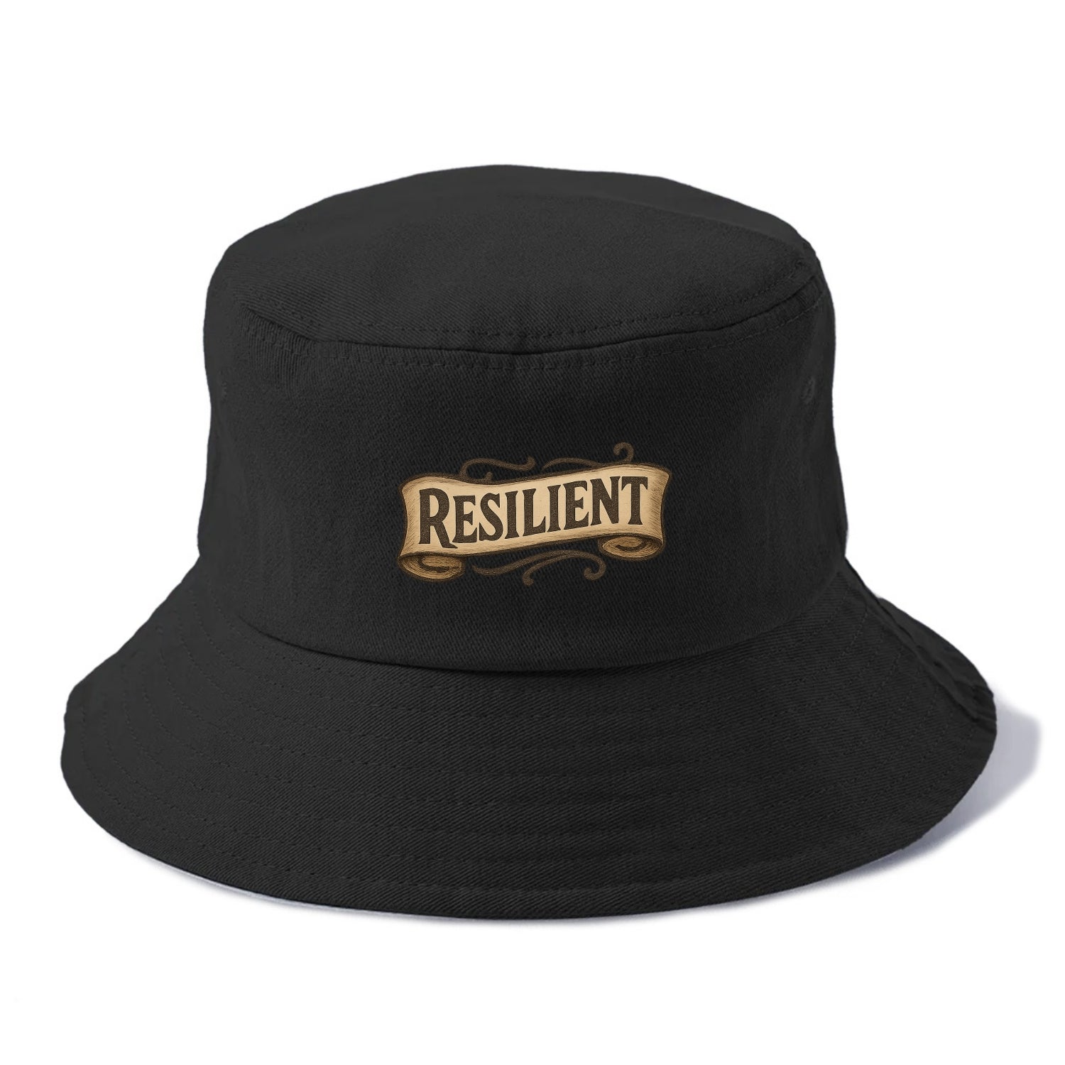 Bold typography design - "RESILIENT" - bouncing back, unbreakable spirit - Bucket Hat - Black
