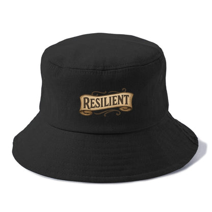 Bold typography design - "RESILIENT" - bouncing back, unbreakable spirit - Bucket Hat - Black