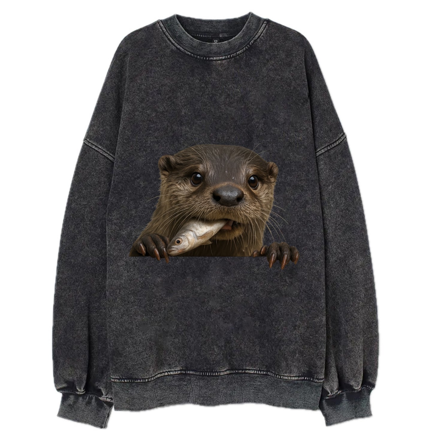 River Otter  - Vintage Sweatshirt - Black