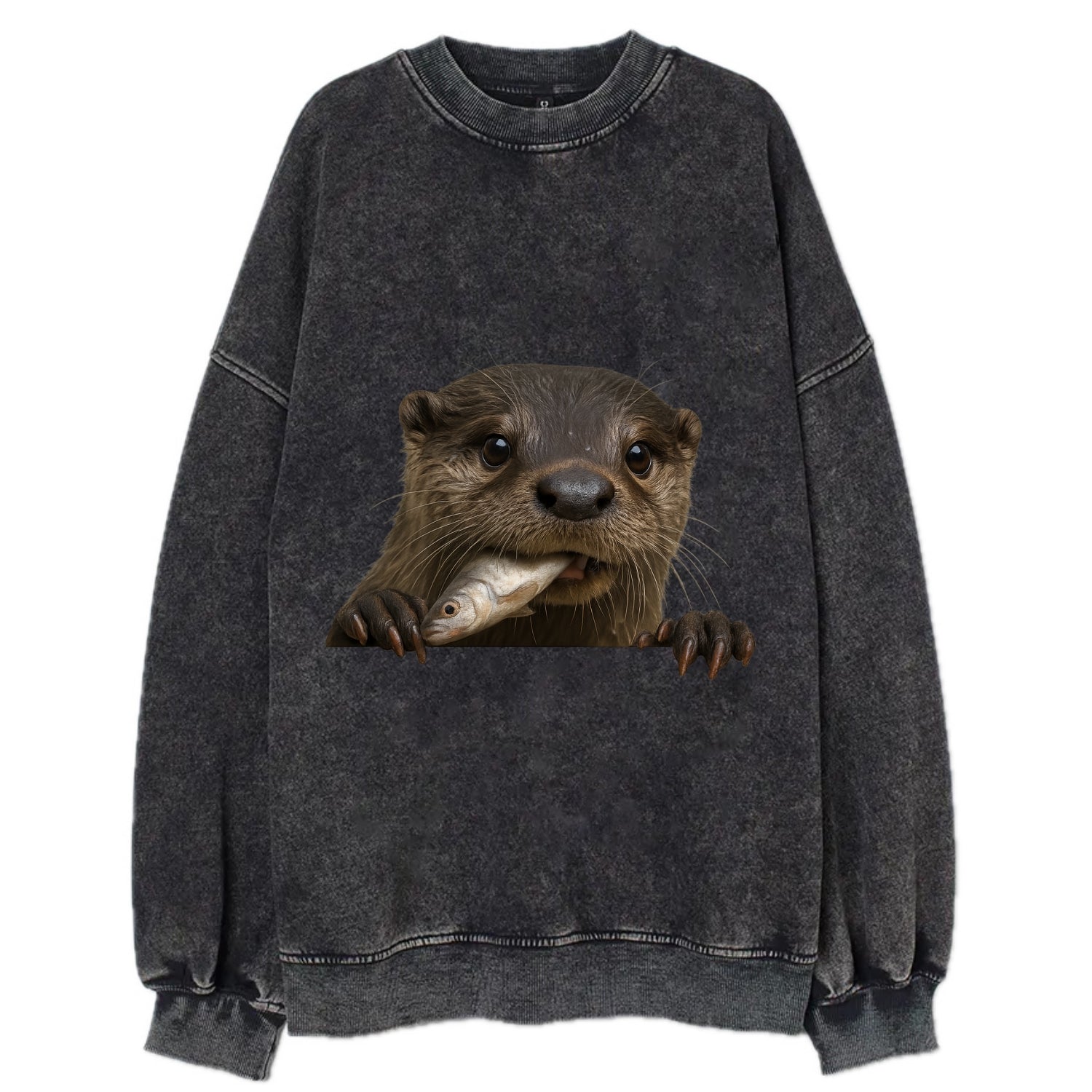 River Otter  - Vintage Sweatshirt - Black
