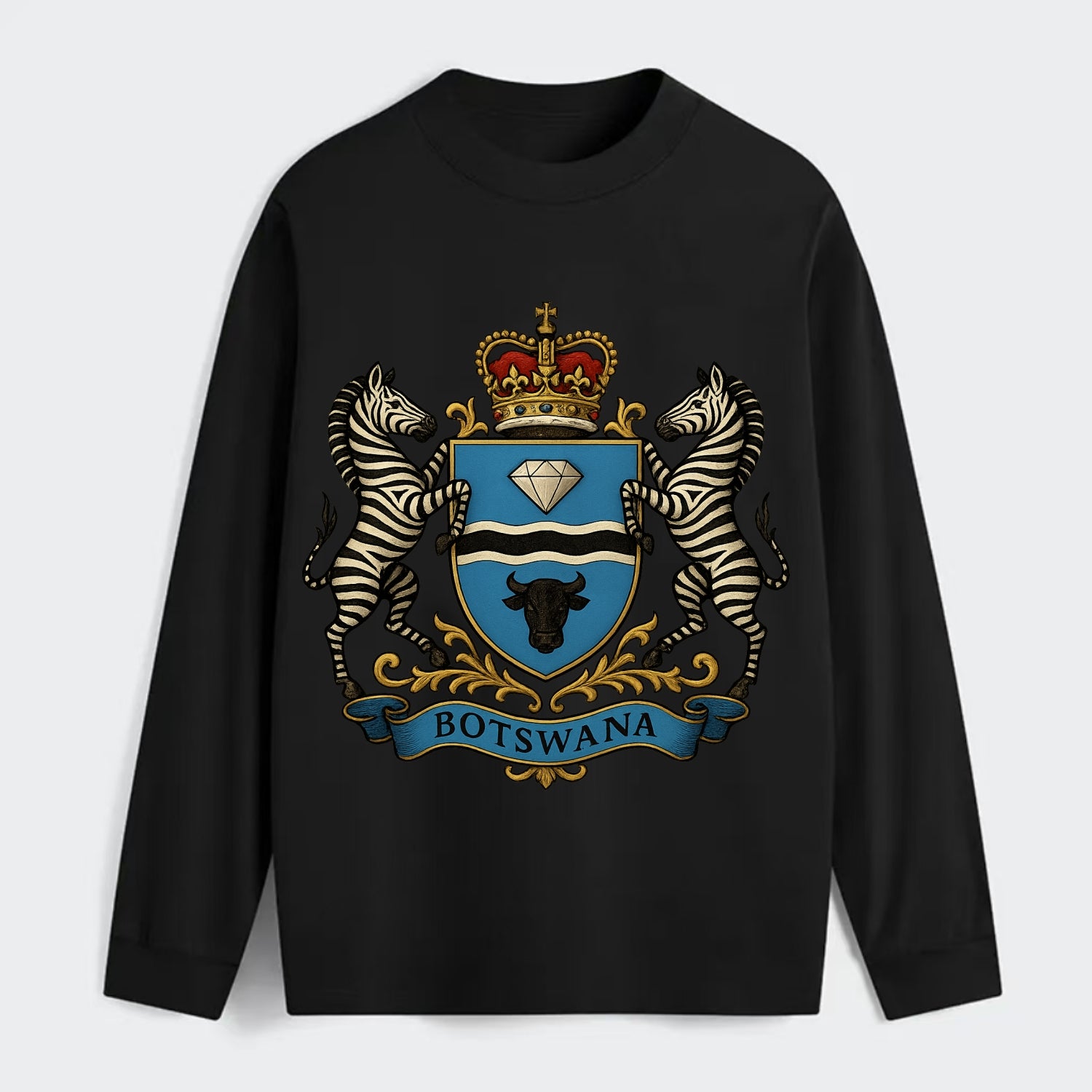 Botswana Heritage Badge - Classic Long Sleeve Shirt - Black