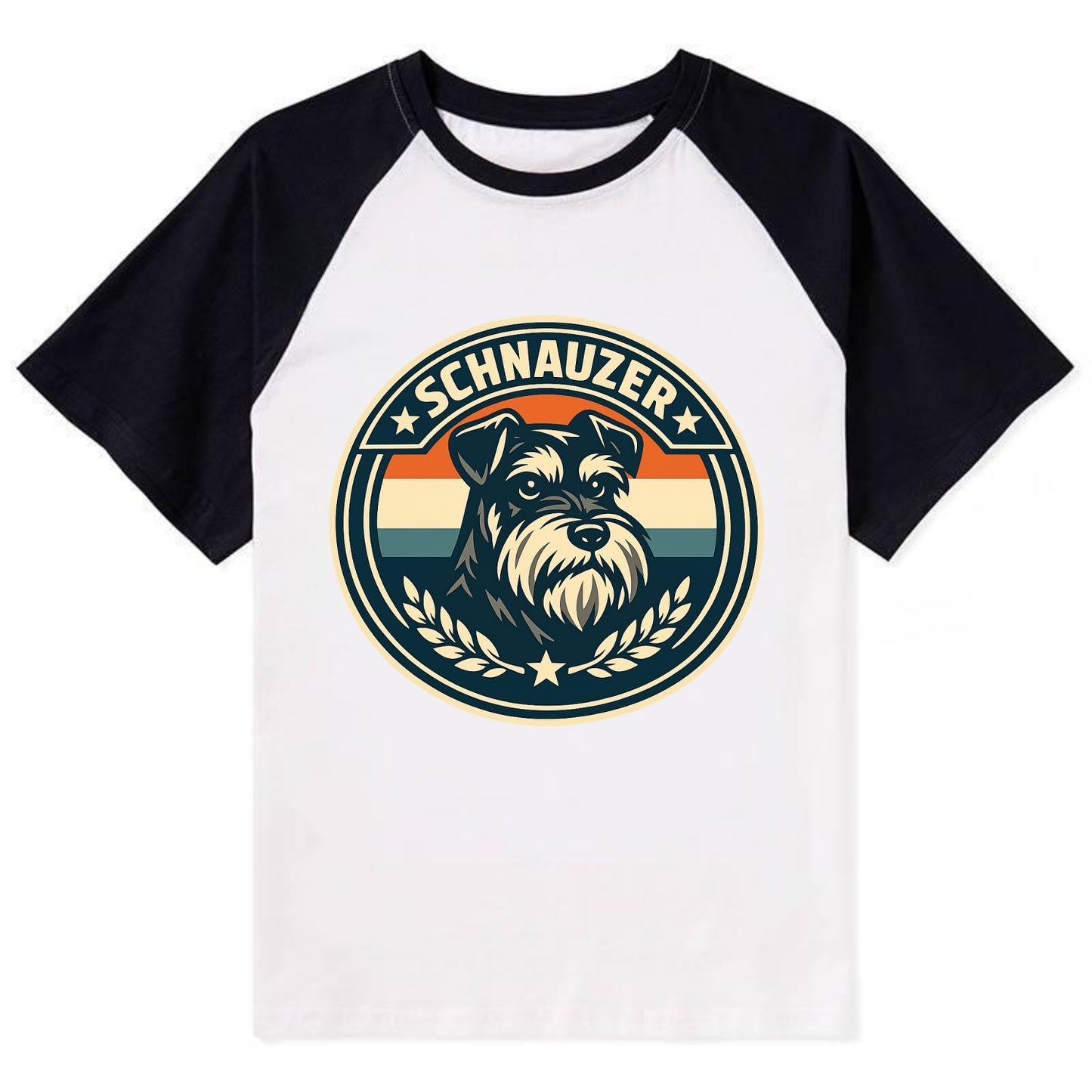 Noble Schnauzer Emblem - Contrast Raglan T-shirt - Black