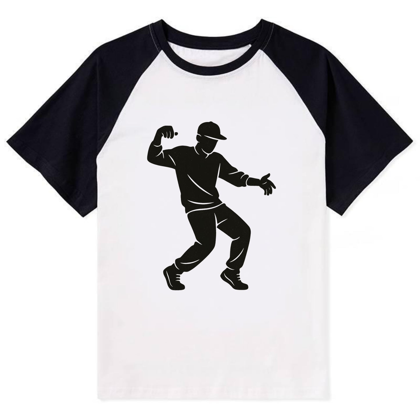 Hip-hop dancer popping and locking - Contrast Raglan T-shirt - Black