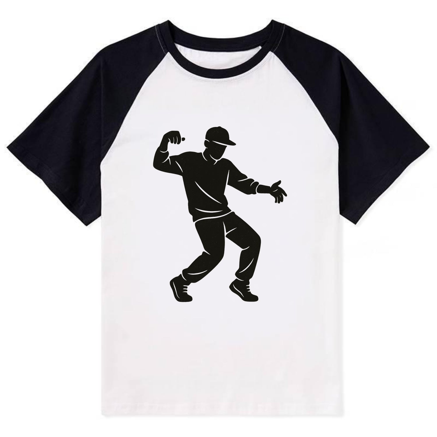 Hip-hop dancer popping and locking - Contrast Raglan T-shirt - Black
