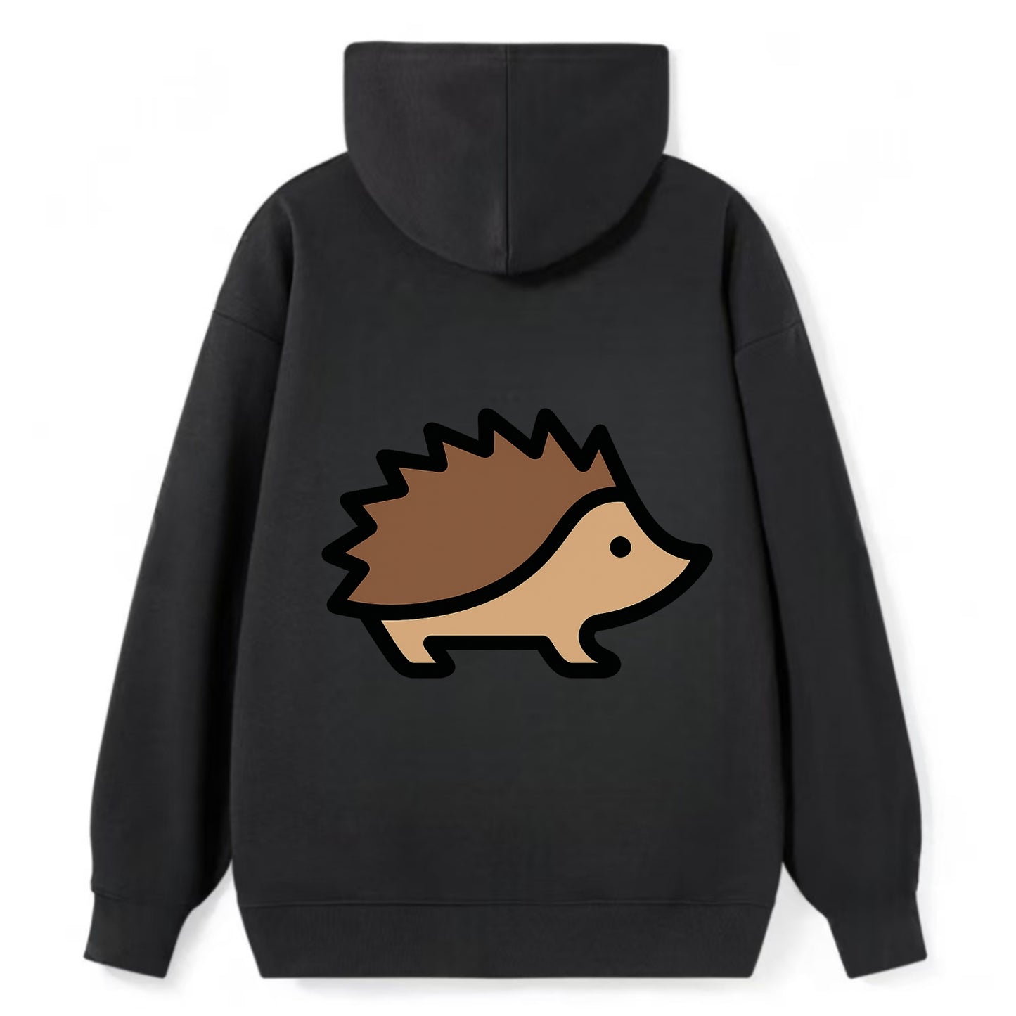Hedgehog - Brown spiky back flat side profile - Classic Pullover Hoodie - Black
