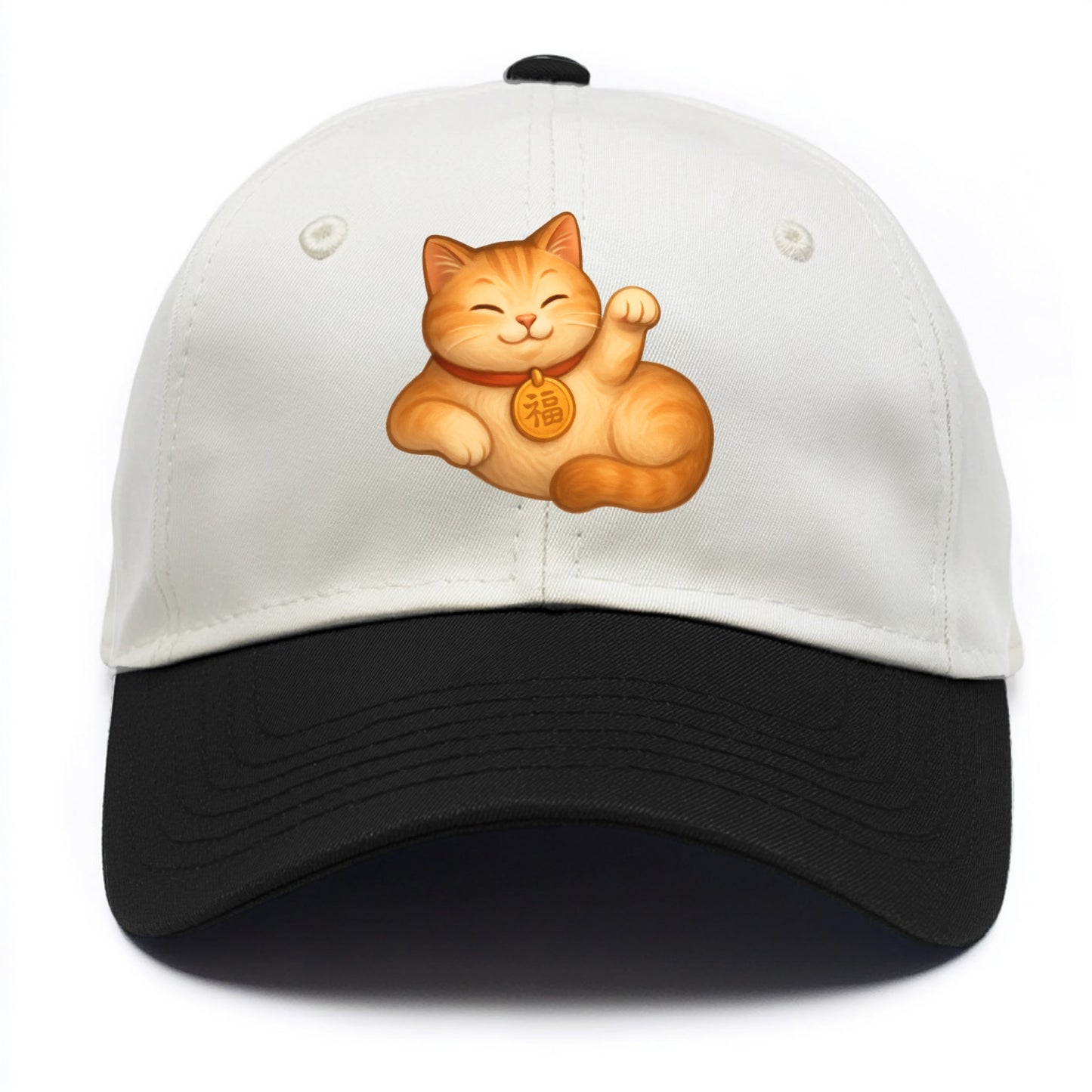 Maneki Neko Pose - Two Tone Cap - Black