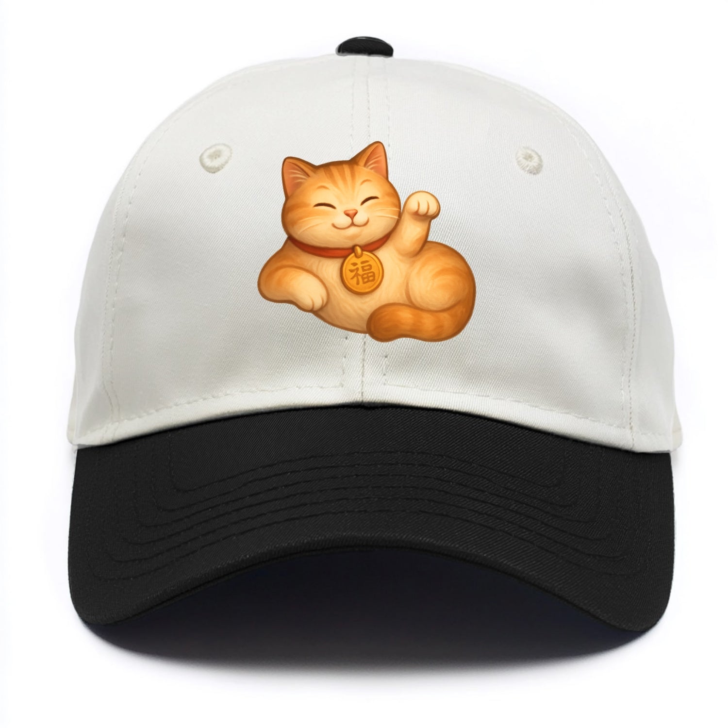 Maneki Neko Pose - Two Tone Cap - Black