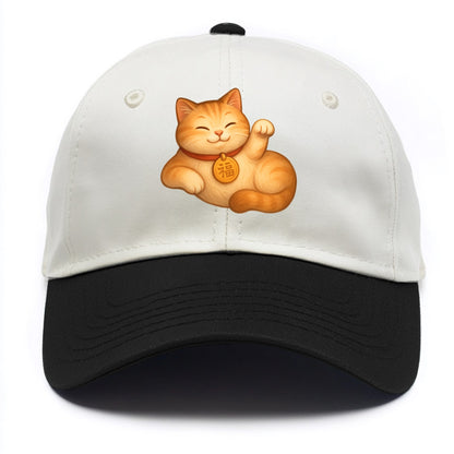 Maneki Neko Pose - Two Tone Cap - Black