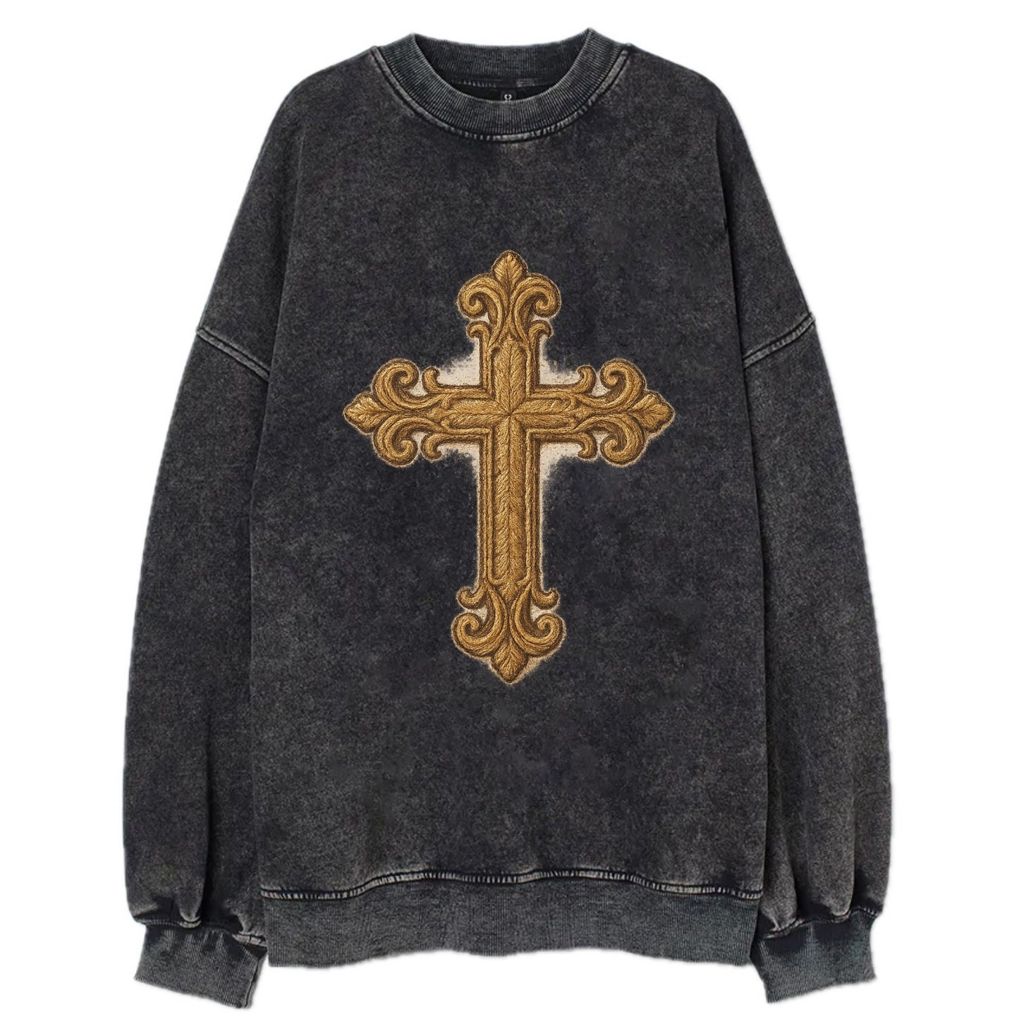 Baroque Cross  - Vintage Sweatshirt - Black