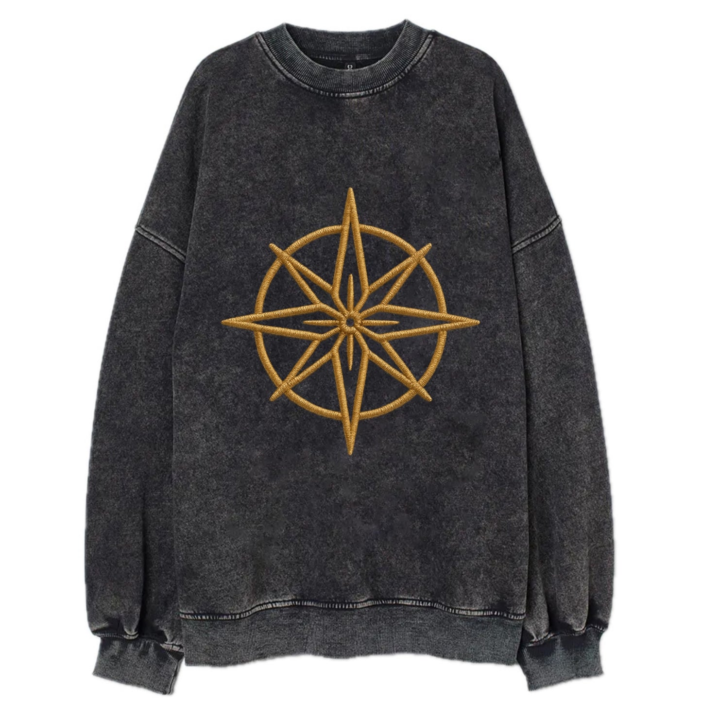 Compass Rose  - Vintage Sweatshirt - Black