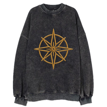 Compass Rose  - Vintage Sweatshirt - Black