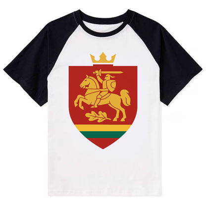 Lithuania Royal Logo  - Contrast Raglan T-shirt - Black