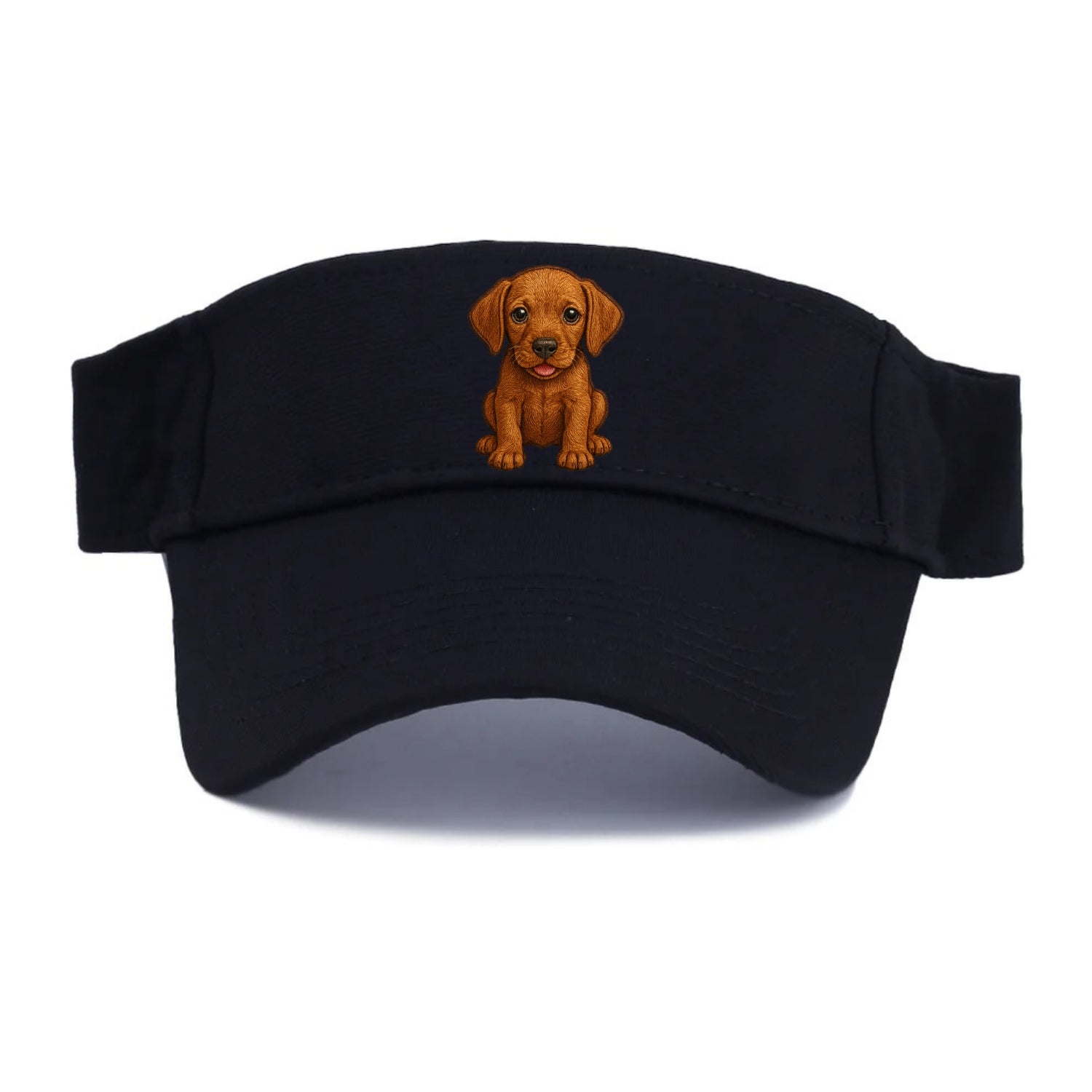 Baby Vizsla Puppy - golden rust coat, soulful eyes, athletic build, front-facing, velcro - Visor - Black