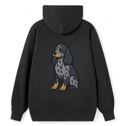 English Cocker Spaniel - Blue roan embroidered sitting pose - Classic Pullover Hoodie - Black