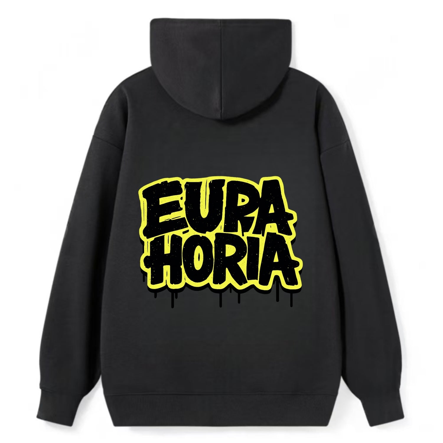 Bold typography design - "EUPHORIA" - intense happiness, ecstasy - Classic Pullover Hoodie - Black