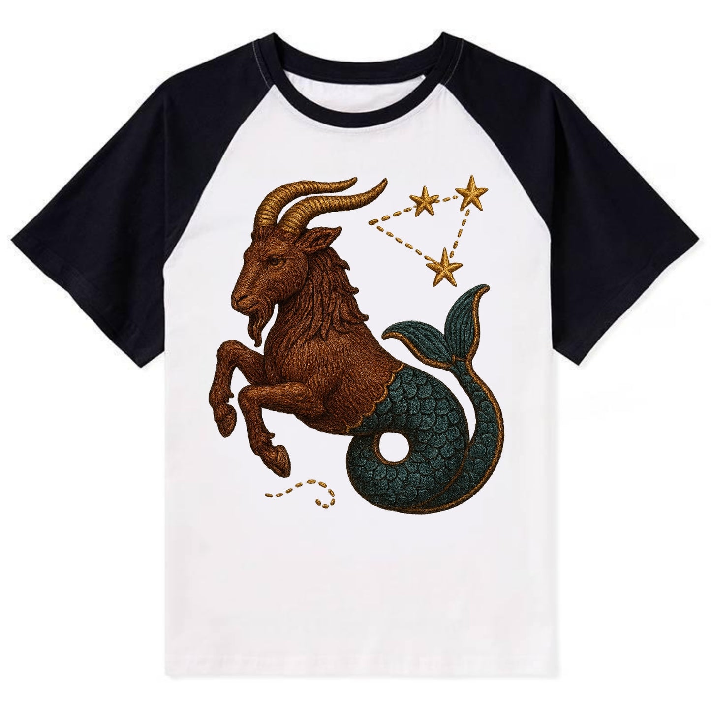 Capricorn Goat  - Contrast Raglan T-shirt - Black