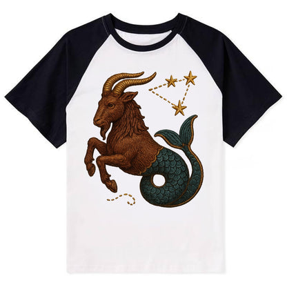 Capricorn Goat  - Contrast Raglan T-shirt - Black