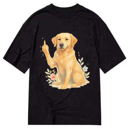 Labrador Retriever yellow sitting pretty, friendly face, strong paw up with sass - Classic T-shirt - Black
