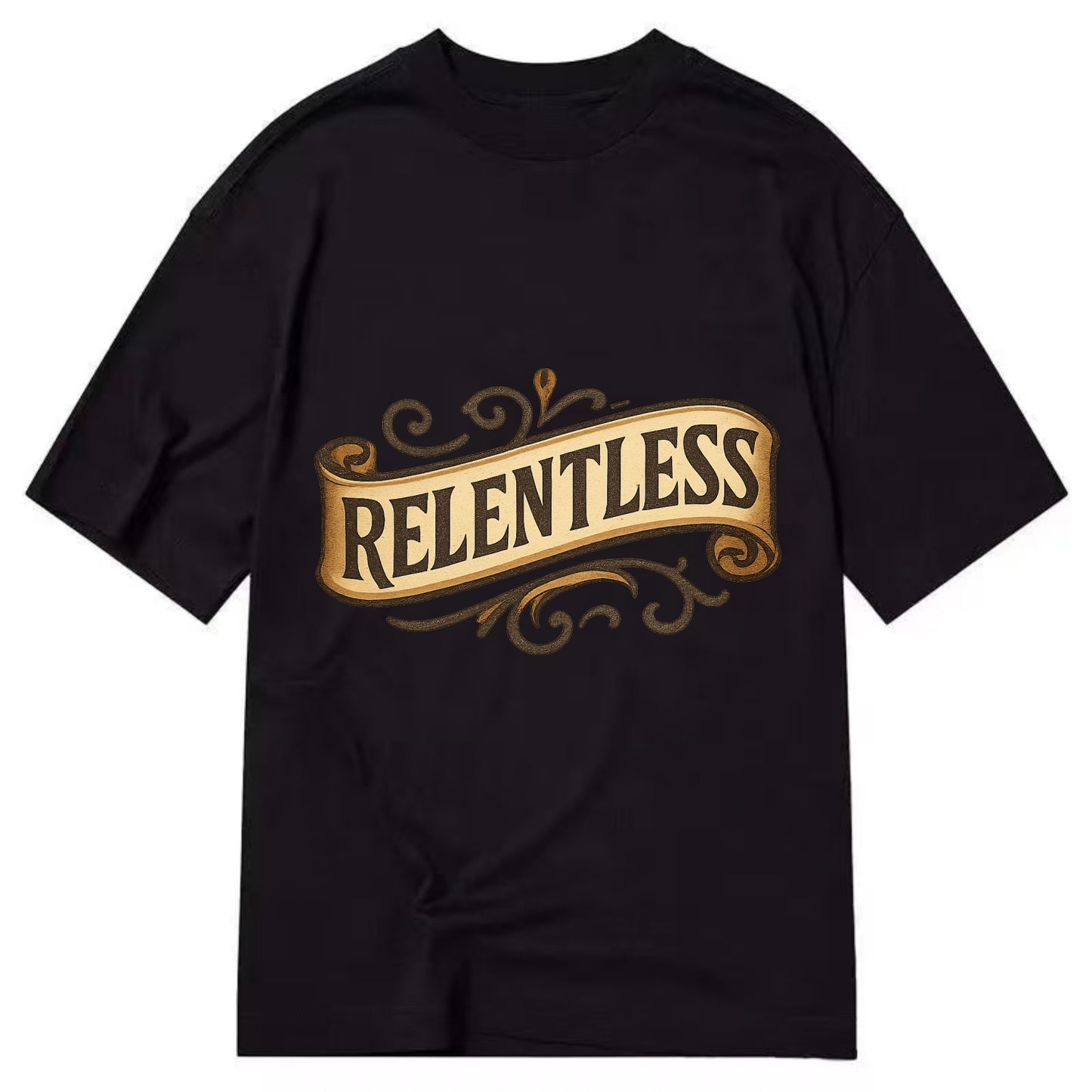 Bold typography design - "RELENTLESS" - never giving up, persistent pursuit - Classic T-shirt - Black