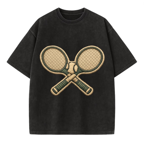 TENNIS RACKET CROSSED - tennis rackets with ball in - Vintage T-shirt
