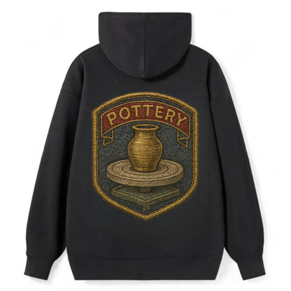 Pottery wheel with clay vessel - ceramicist symbol - Classic Pullover Hoodie - Black