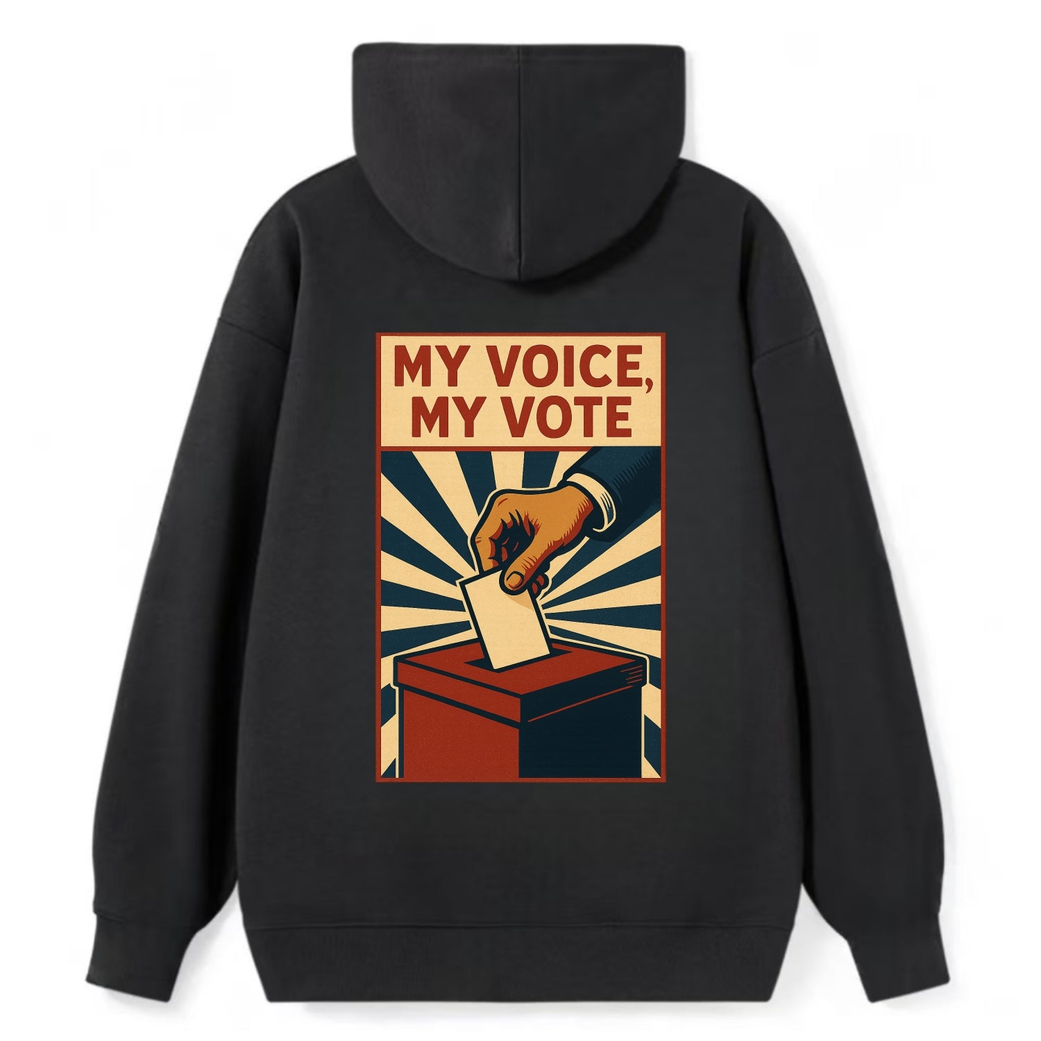 Hand dropping ballot into box with determination - "My Voice, My Vote" - - Classic Pullover Hoodie - Black