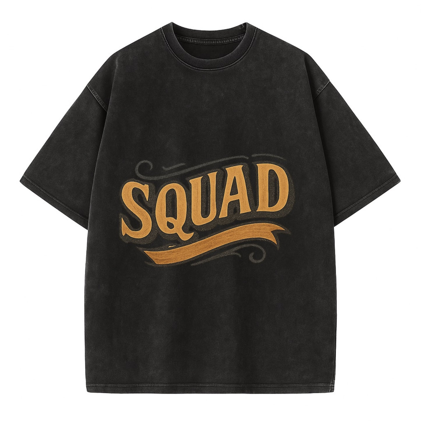 Bold typography design - "SQUAD" - your crew, your people - Vintage T-shirt - Black