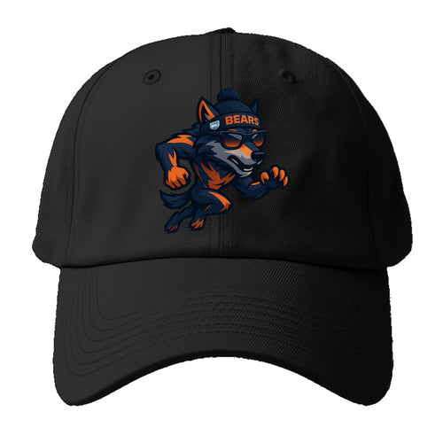 Chicago Wolf wearing Bears beanie with Lake Michigan patch and - Baseball Cap For Big Heads