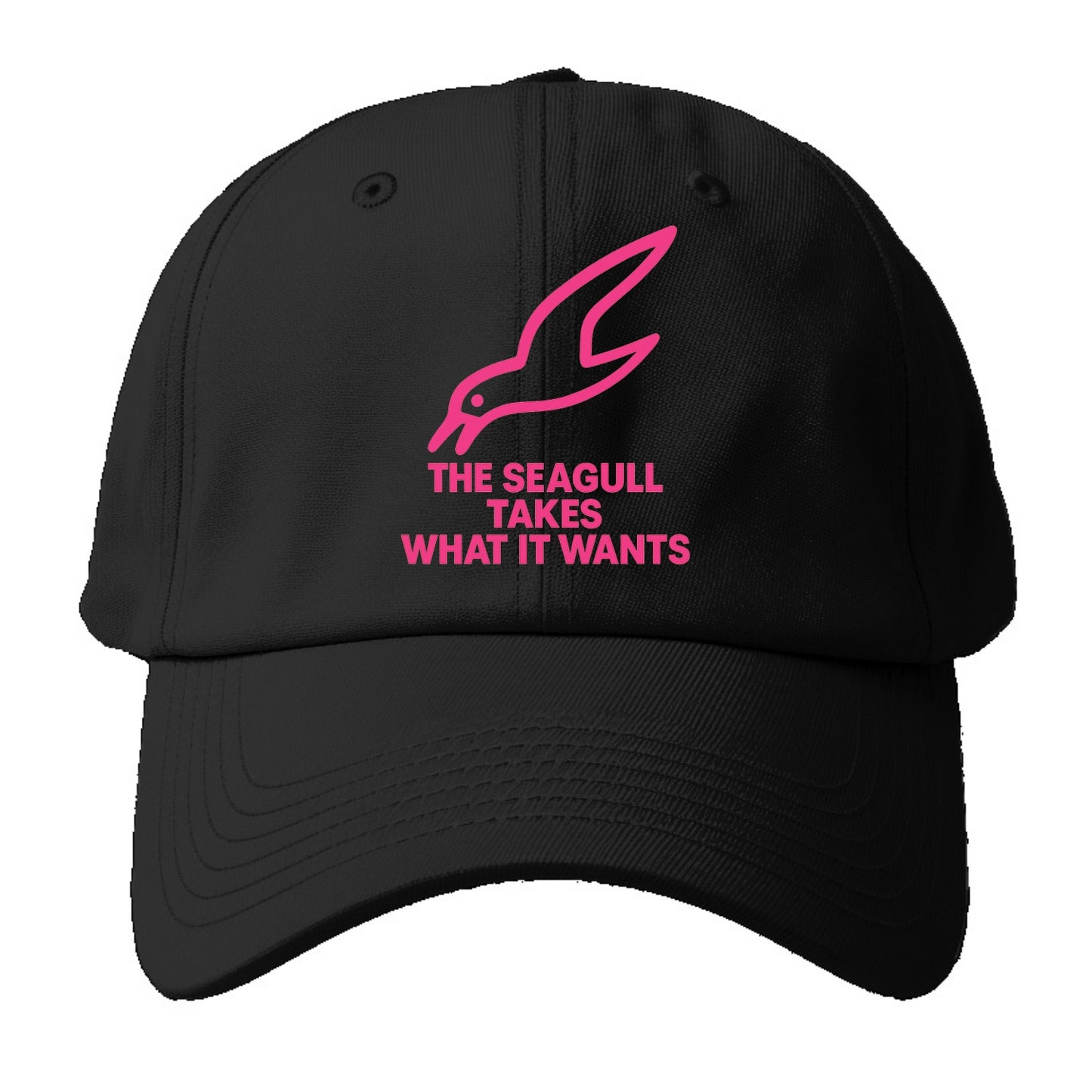 THE SEAGULL TAKES WHAT IT WANTS | Aggressive seagull diving down - Baseball Cap - Black