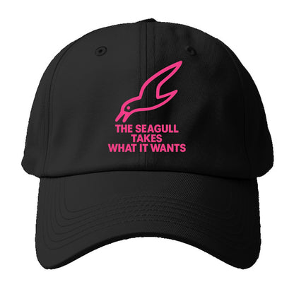 THE SEAGULL TAKES WHAT IT WANTS | Aggressive seagull diving down - Baseball Cap - Black