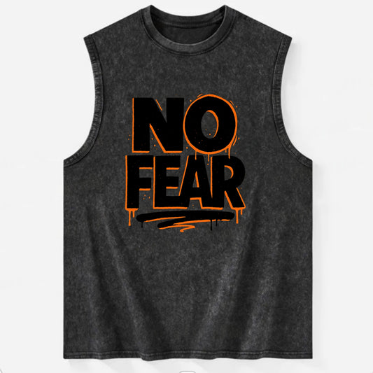 Bold typography design - "NO FEAR" - courage, bravery - Vintage Washed Tank - Black