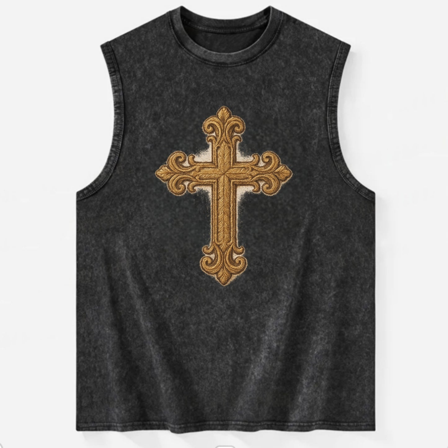 Baroque Cross  - Vintage Washed Tank - Black