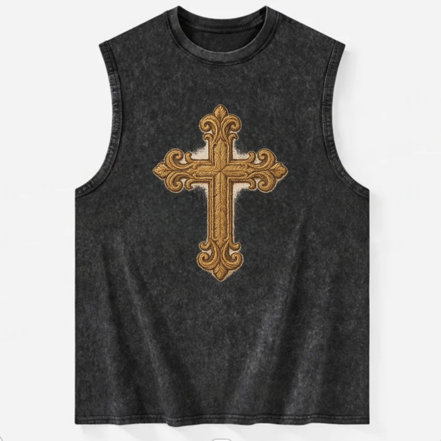 Baroque Cross  - Vintage Washed Tank - Black