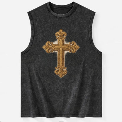 Baroque Cross  - Vintage Washed Tank - Black