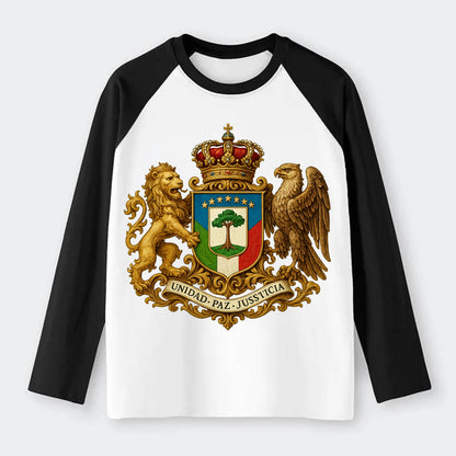 Equatorial Guinea Silk Cotton Tree Emblem - Raglan Long Sleeve T-Shirt - Black