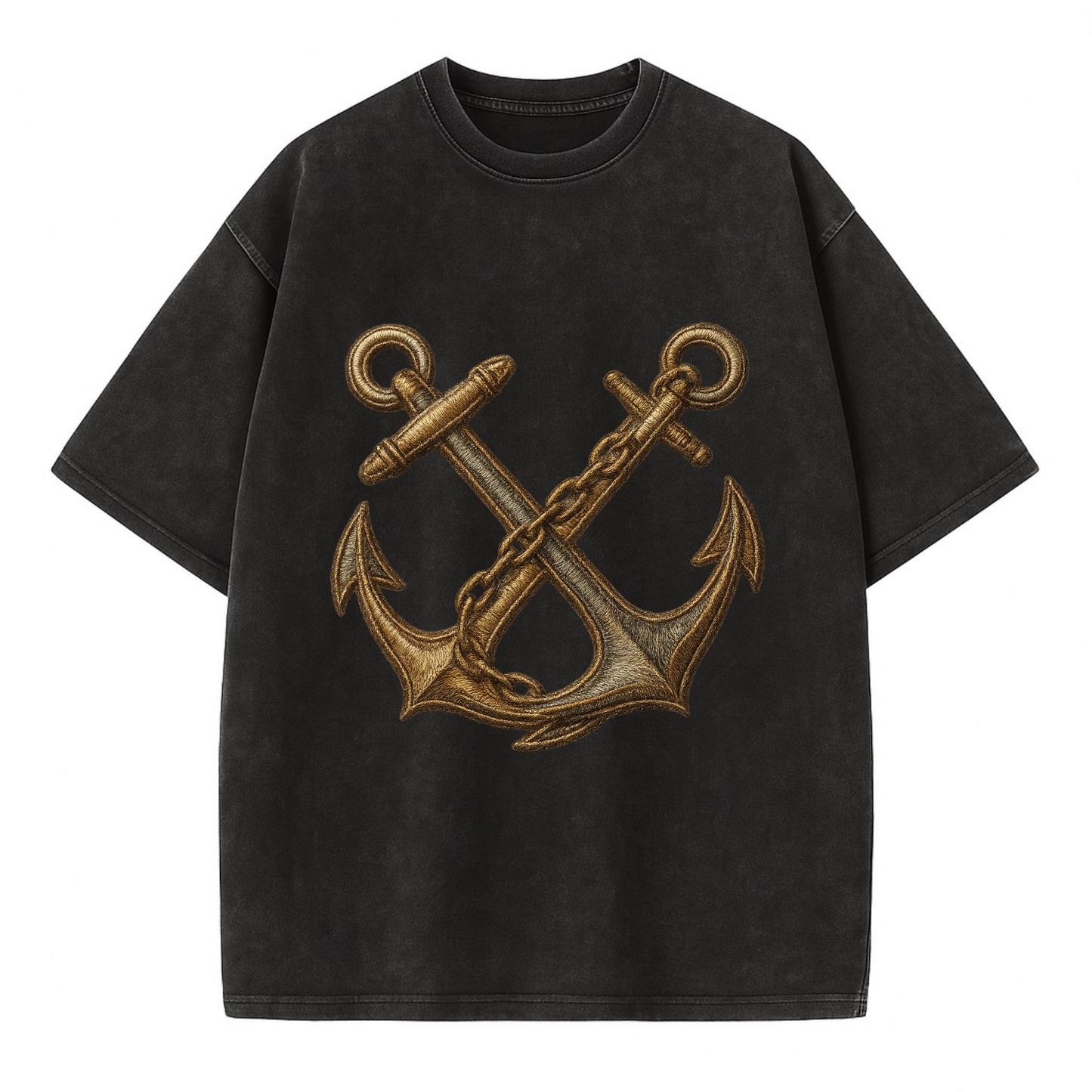 Crossed Anchors  - Vintage T-shirt - Black