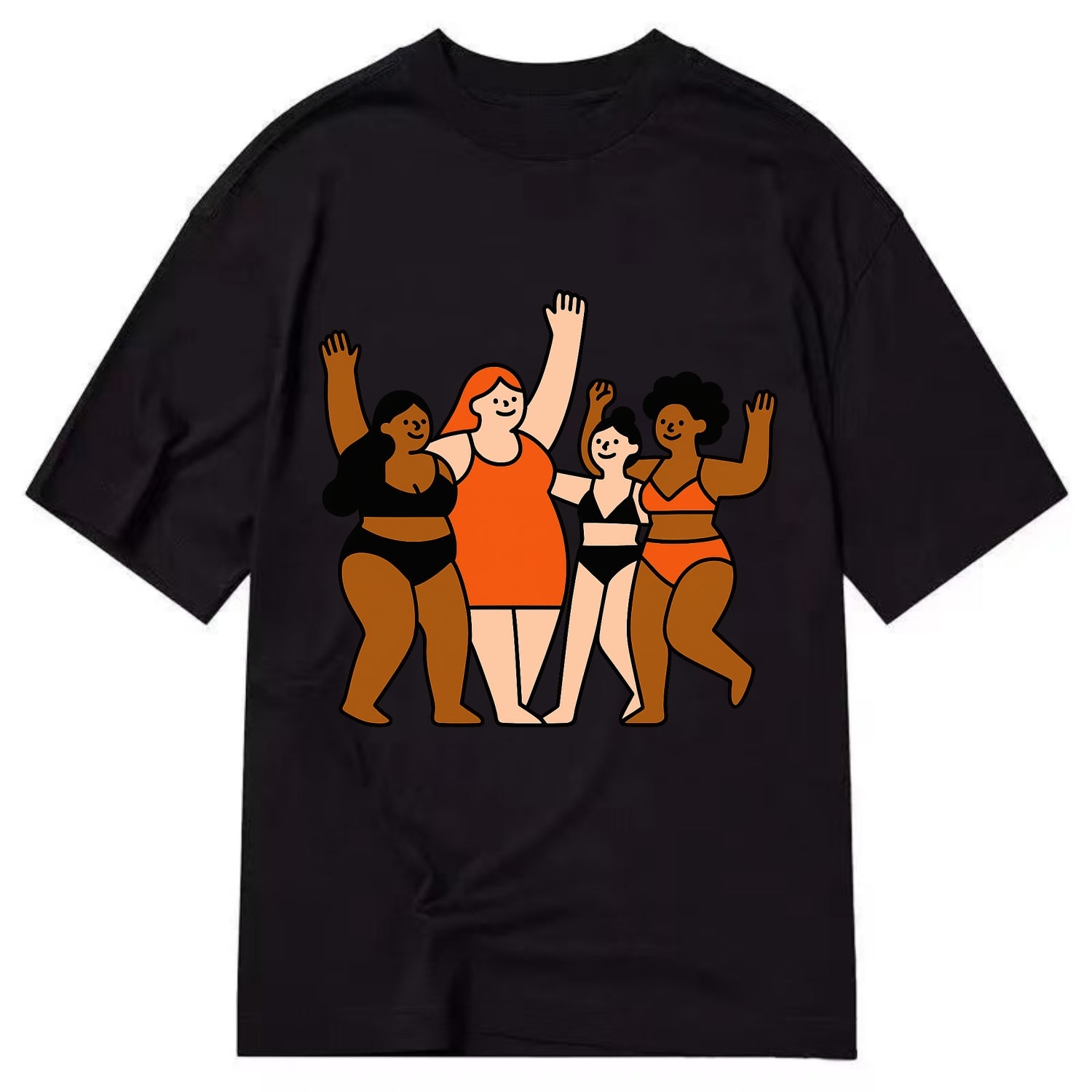 Diverse body types celebrating together - body positivity movement, all bodies - Classic T-shirt - Black