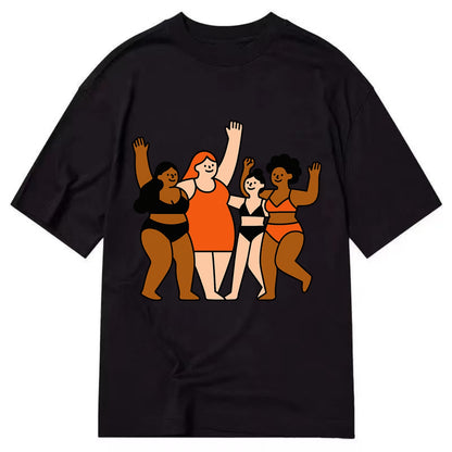 Diverse body types celebrating together - body positivity movement, all bodies - Classic T-shirt - Black