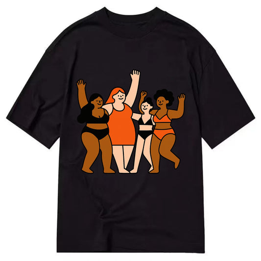 Diverse body types celebrating together - body positivity movement, all bodies - Classic T-shirt - Black
